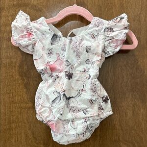 Floral Pink and White Kids One Piece